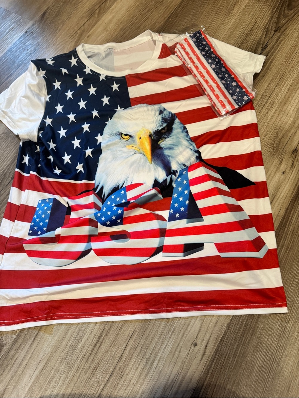 Women's Patriotic USA Eagle Graphic Tee - Red, White & Blue